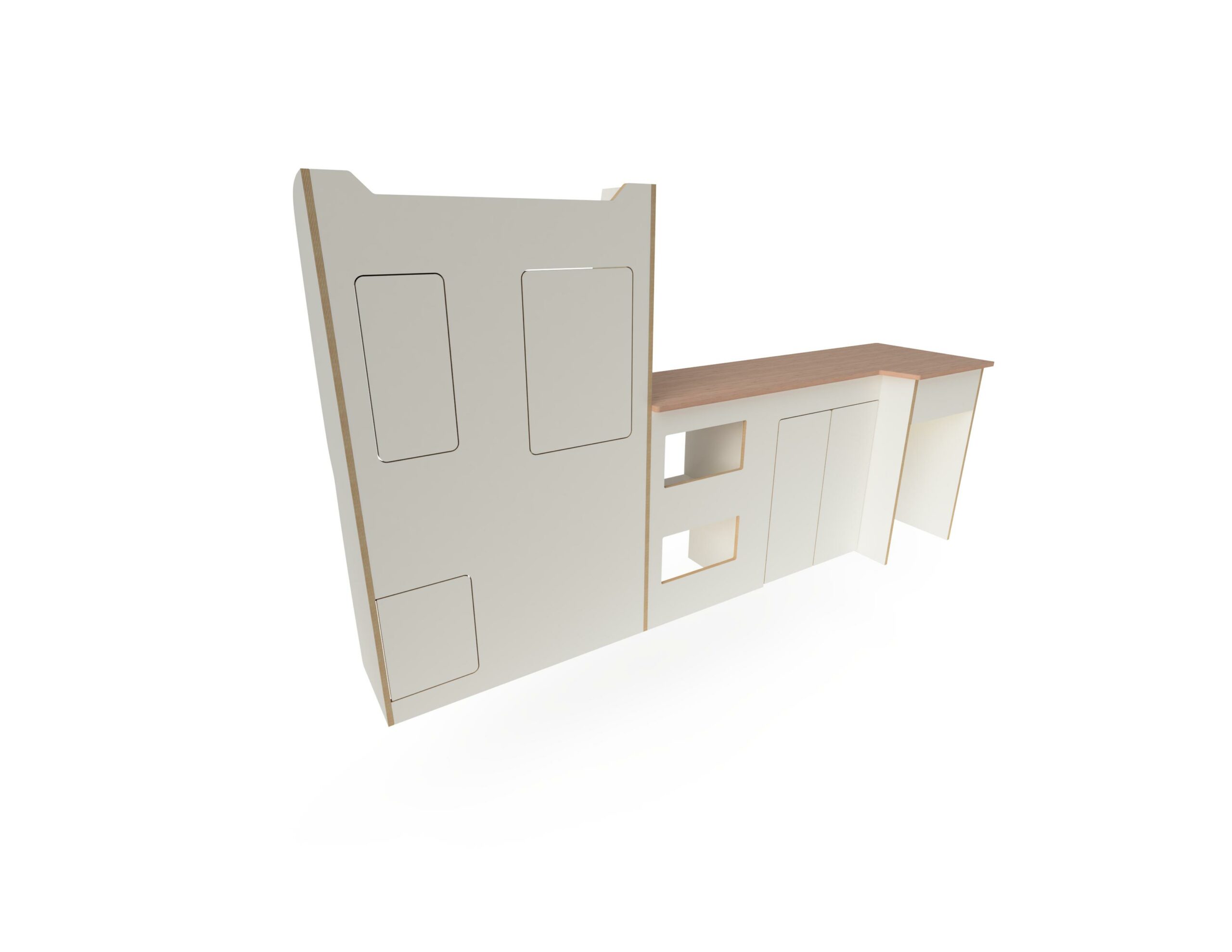 WIT HPL - Kastenwand VW T4, T5, T6, Transit Custom, Vito, Trafic - Afbeelding 3