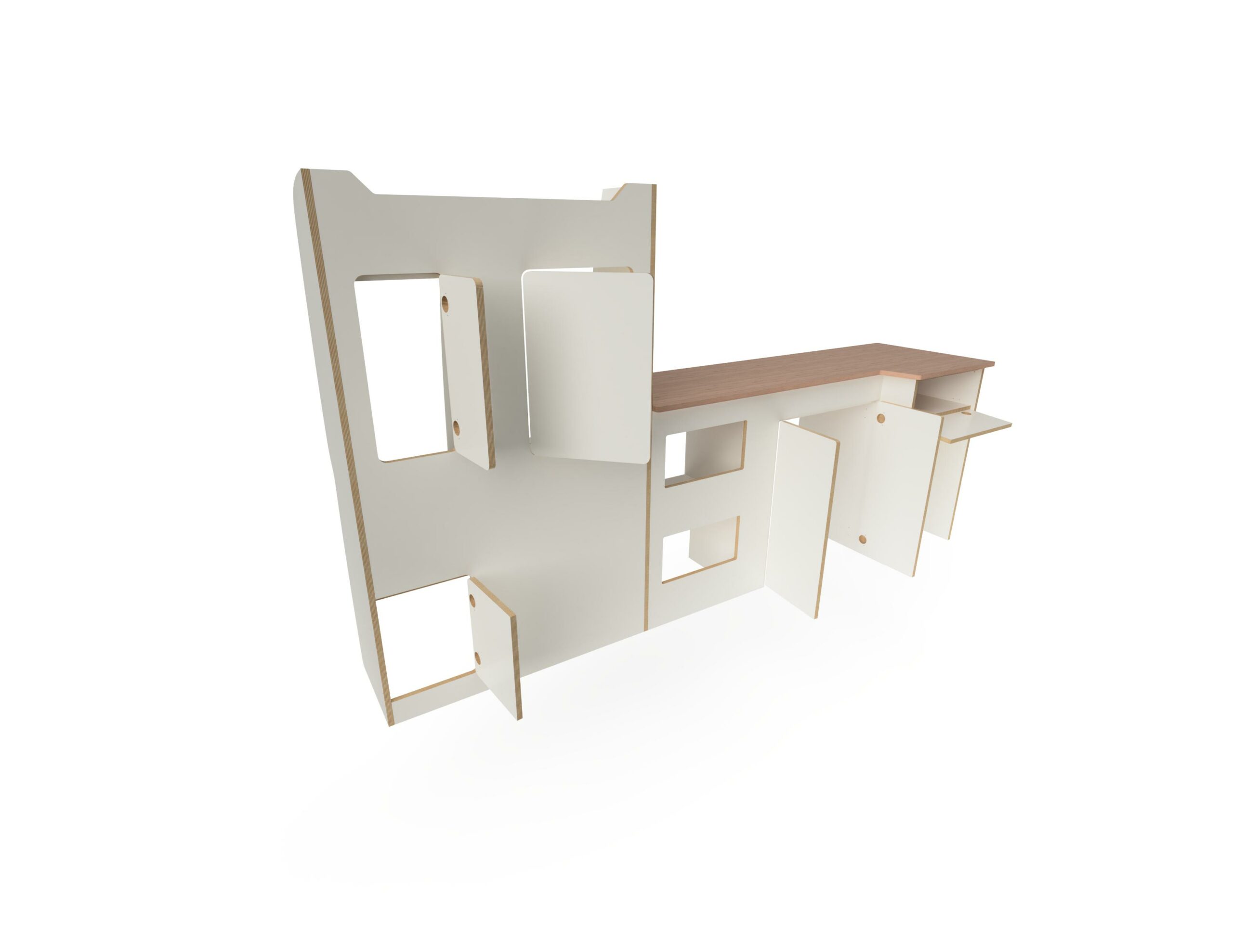 WIT HPL - Kastenwand VW T4, T5, T6, Transit Custom, Vito, Trafic - Afbeelding 4