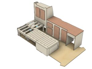 Kastenwand + hoekbank/bed Jumpy L3